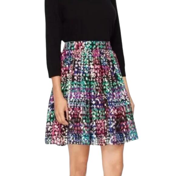 Kate Spade Size 4 Make Magic Metallic Pleated A-Line Skirt Multi Dot Silk Blend - Picture 13 of 14
